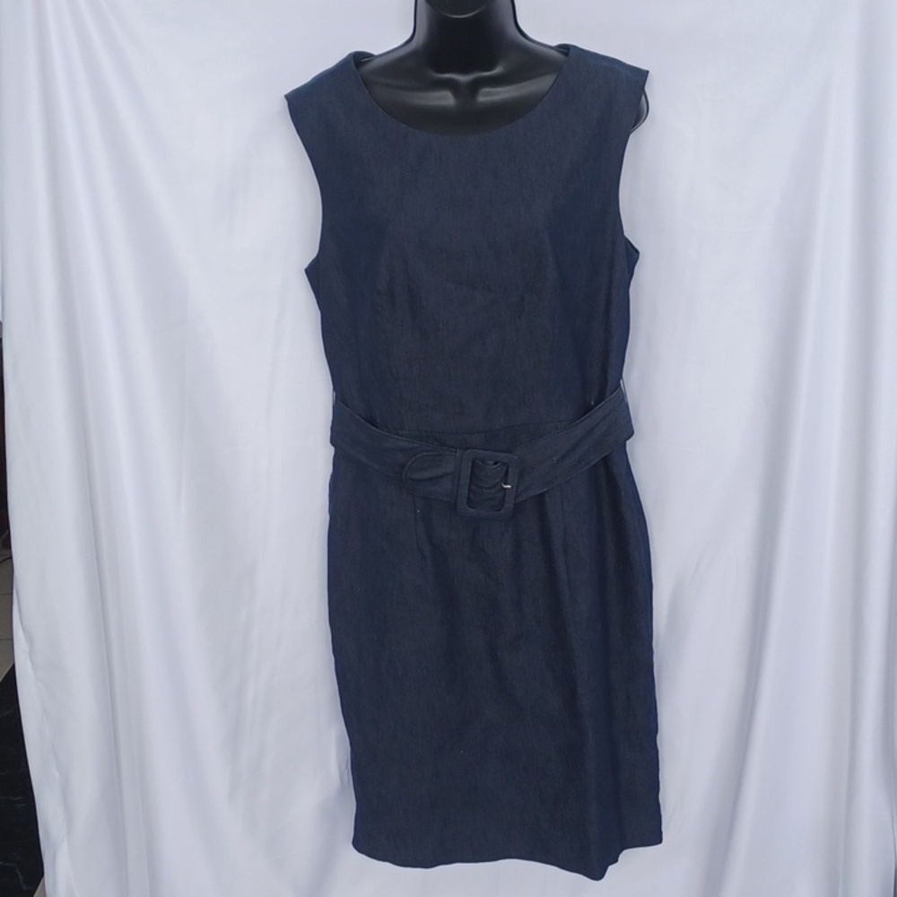 The Limited Women Belted Sheath Dress Sleeveless Size 10 Demin